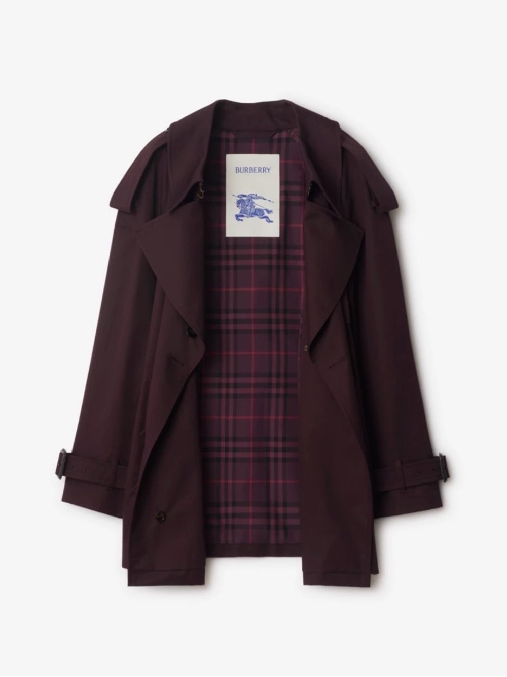 NWT Burberry Short Gabardine Fitzrovia Oversized Cropped Trench Coat Red Wine 2 - Picture 6 of 16